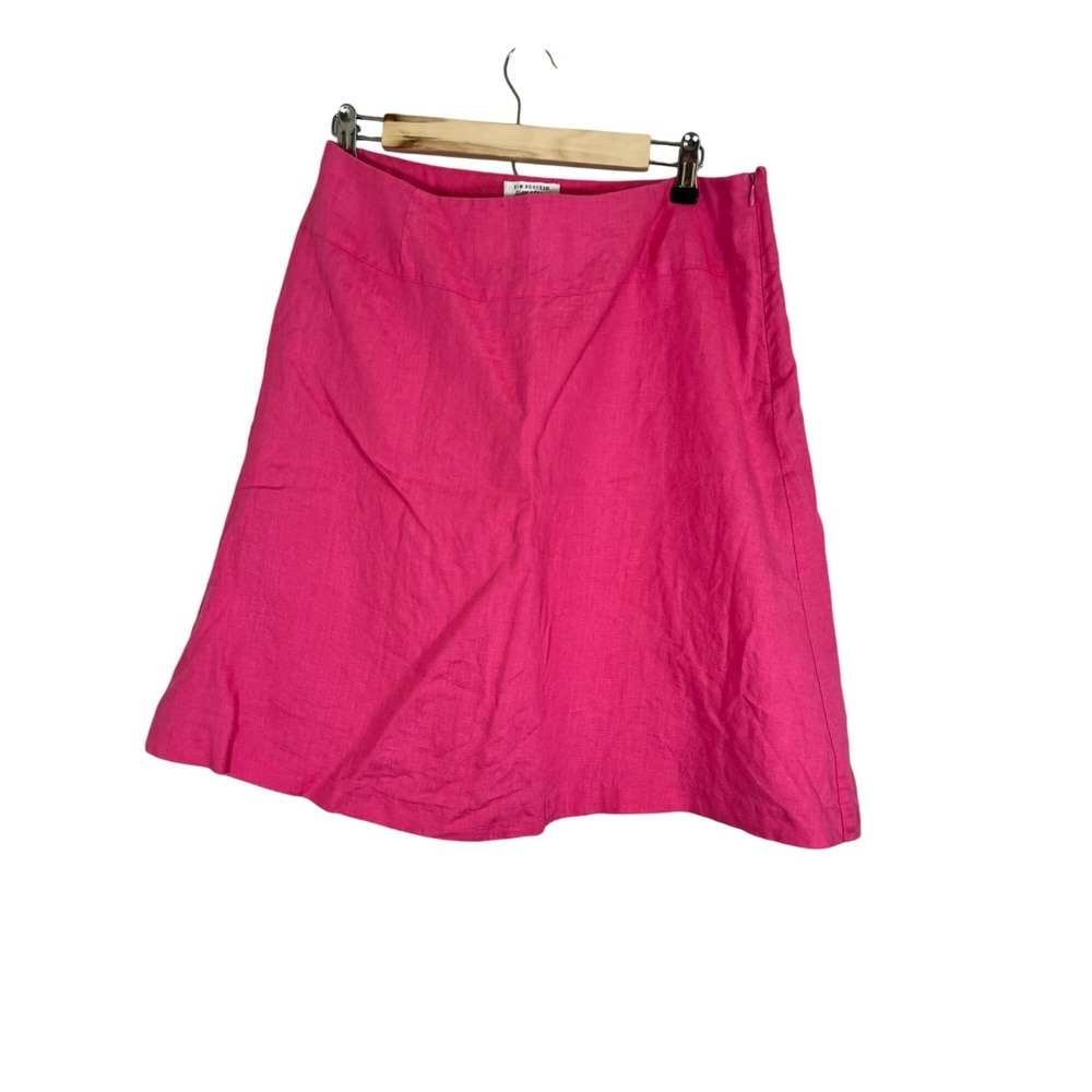 Retro Linen Mini Skirt Pink 12P Classic Chic Preppy Resort Neutral Feminine 80s